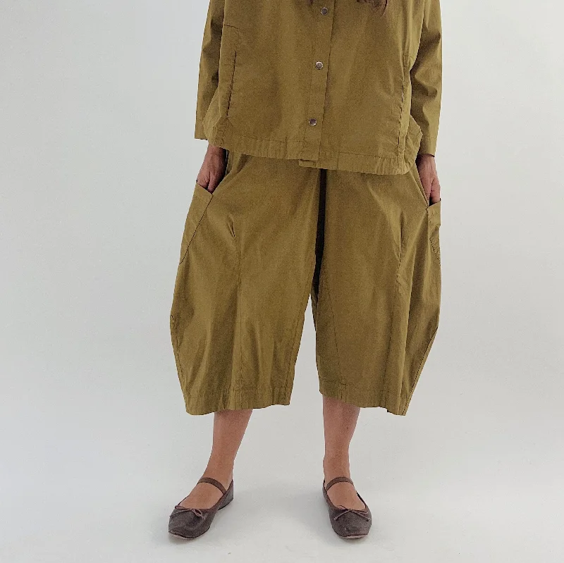 Eleven Stitch | Snap Front Pant in Olive Modern Bootcut Pants