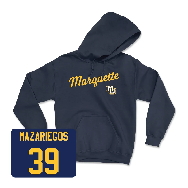 Navy Women's Lacrosse Script Hoodie  - Sofia Grace Mazariegos Hoodie with Hem Drawcord Adjustable Customizable