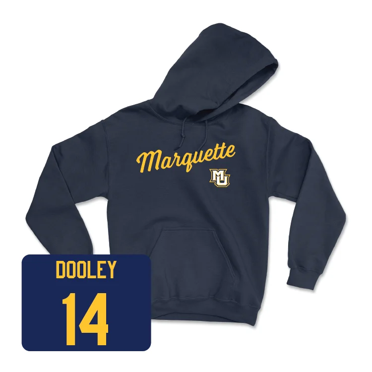 Navy Women's Lacrosse Script Hoodie - Eileen Dooley Zip Hoodie Drawstring Kangaroo Pocket