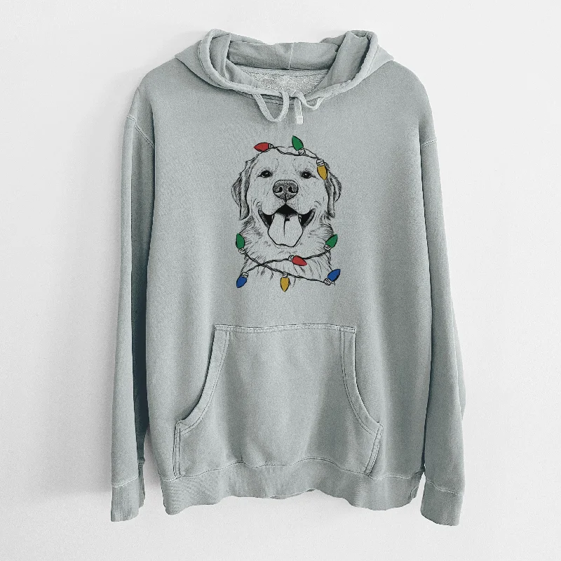 Christmas Lights Bennett the Golden Retriever - Unisex Pigment Dyed Hoodie Hoodie with Slim Fit Tailored Modern