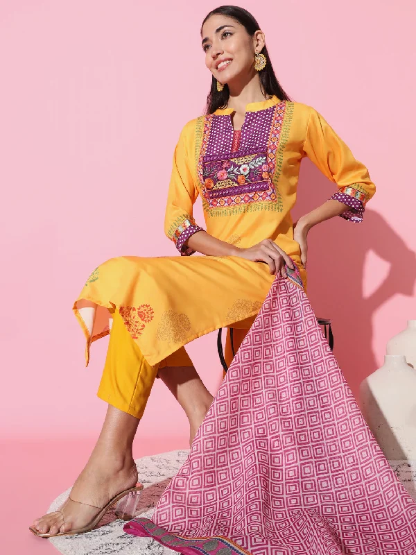 Women Modal Collar Neck Embroidered Work Printed Muslin And Rayon Fabric Kurta Pant Set Comes With Chanderi Dupatta Classic Pleated Pants Women Modal Collar Neck Embroidered Work Printed Muslin And Rayon Fabric Kurta Pant Set Comes With Chanderi Dupatta Classic Pleated Pants