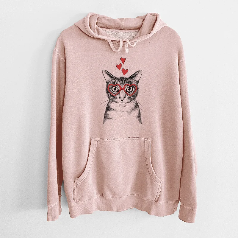 Valentine Hobbes the Tabby Cat - Unisex Pigment Dyed Hoodie Hoodie with Mesh Breathable Sporty