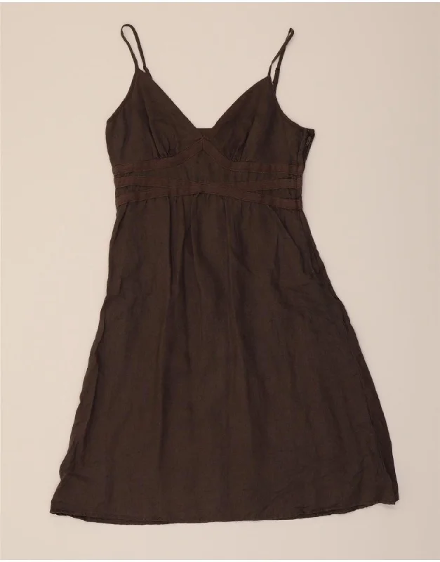 MOSSIMO Womens Sleeveless A-Line Dress US 8 Medium Brown Linen Turtleneck Warm Winter MOSSIMO Womens Sleeveless A-Line Dress US 8 Medium Brown Linen Turtleneck Warm Winter