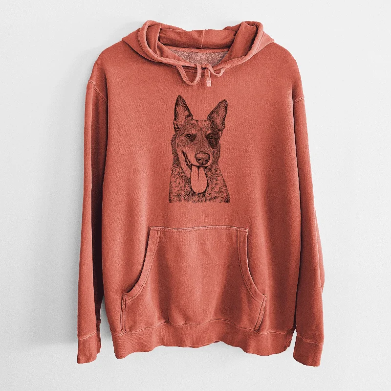 Bare Madison the Blue Heeler - Unisex Pigment Dyed Hoodie Hoodie with Emblem Brand Identity