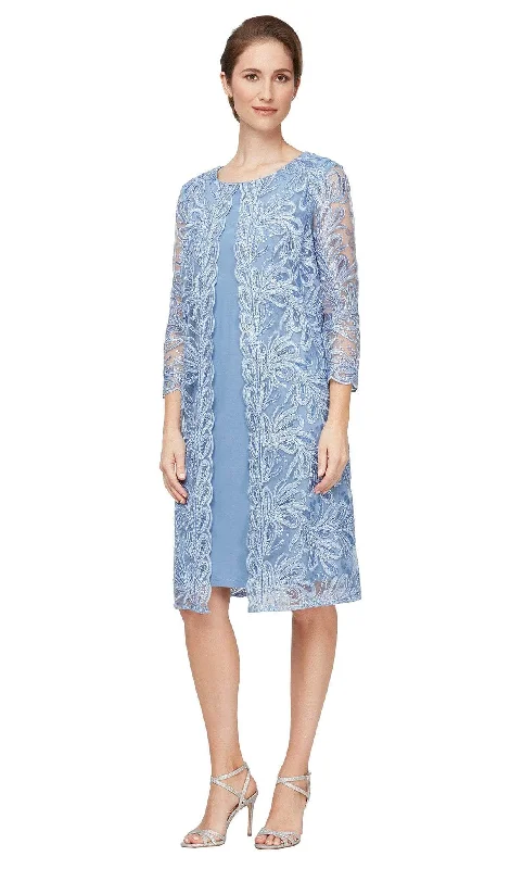 Alex Evenings 81122549 - Embroidered Dress Tunics Satin smooth