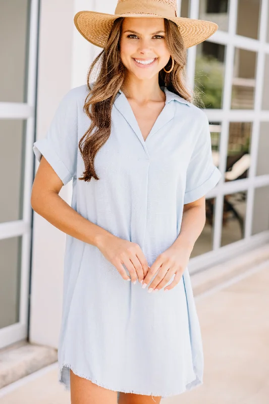 Shoot Your Shot Light Denim Blue Linen Dress Tunics Corduroy durable