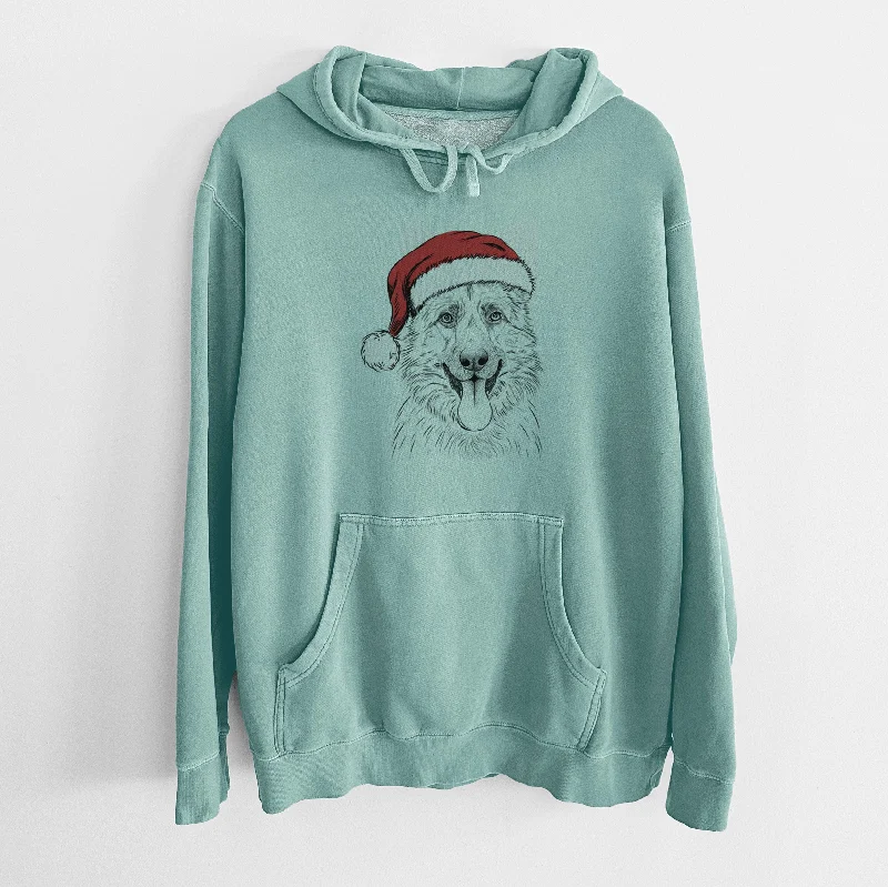 Santa Hat Grace the German Shepherd - Unisex Pigment Dyed Hoodie Hoodie Crop Top Short Trendy