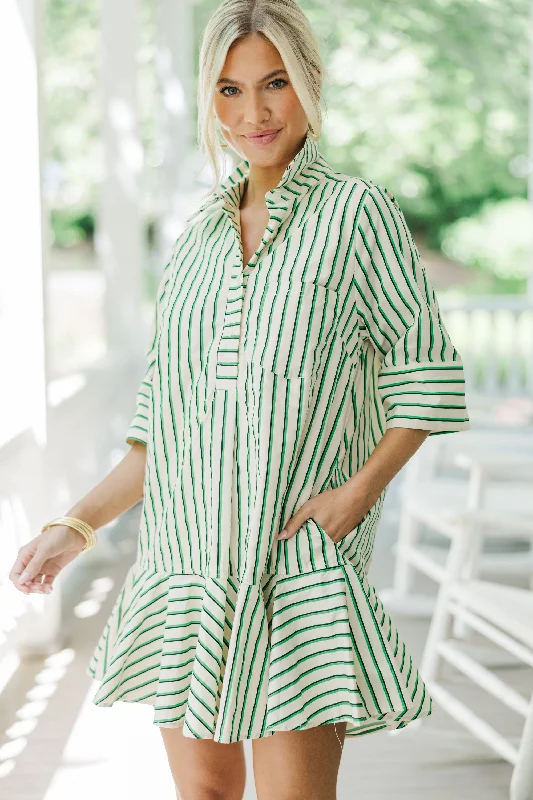 Sunday Stroll Green Striped Dress Tunics Versatile functional