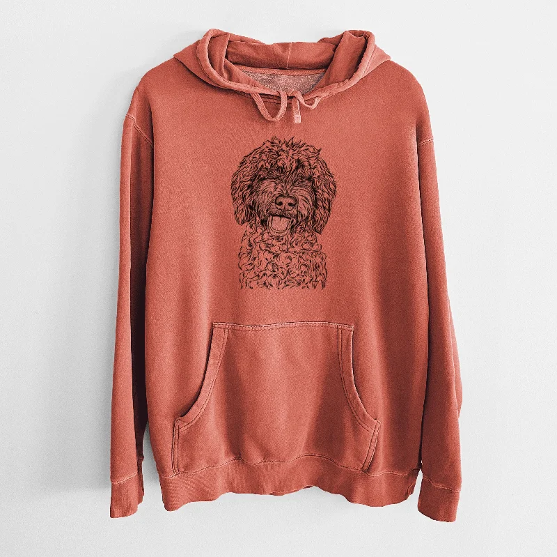 Bare Jack the Chocolate Labradoodle - Unisex Pigment Dyed Hoodie Hoodie with Pastel Soft Subtle