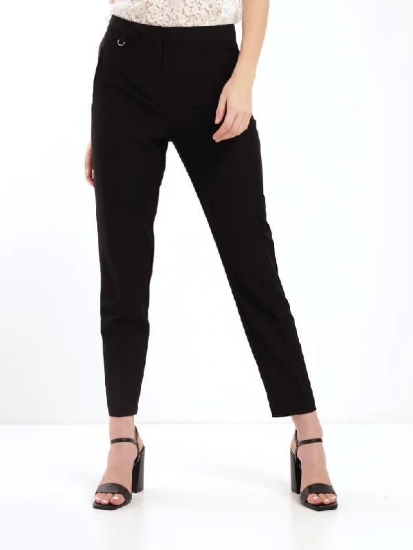 Ladies D-Ring Slim Leg Pant - Black Comfortable Denim Pants
