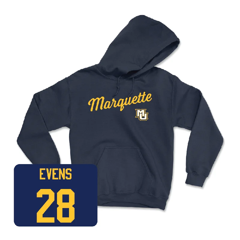 Navy Women's Lacrosse Script Hoodie  - Hannah Evens Hoodie with Slit Hem Functional Movement