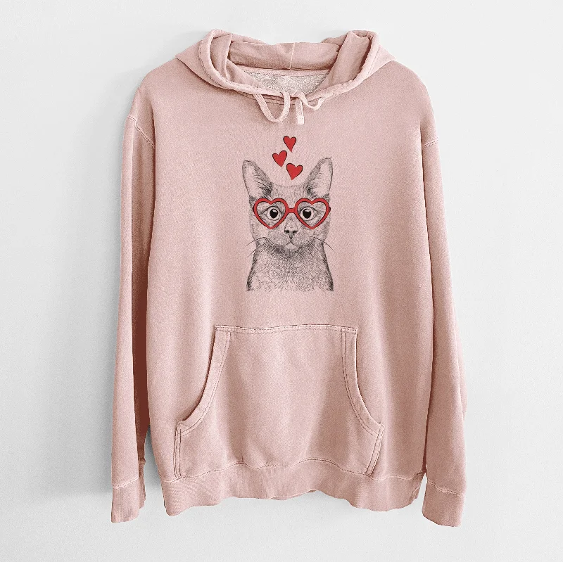 Valentine Shadow the Black Cat - Unisex Pigment Dyed Hoodie Hoodie with Batwing Sleeves Loose Dramatic