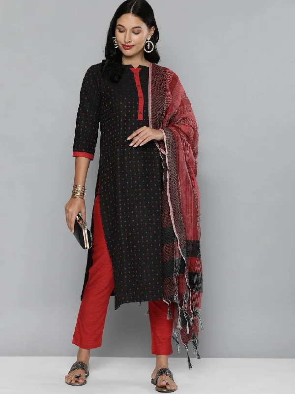 Pure Cotton Handloom Unstitched Black Ethnic Dress Material Tunics Denim casual