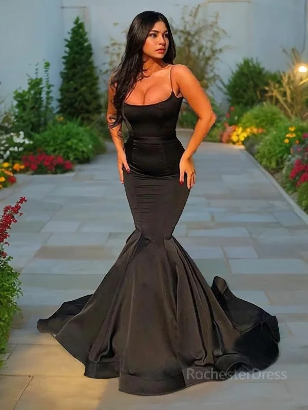 Trumpet/Mermaid Spaghetti Straps Sweep Train Satin Evening Dresses With Ruffles Tunics Bestseller popular Trumpet/Mermaid Spaghetti Straps Sweep Train Satin Evening Dresses With Ruffles Tunics Bestseller popular