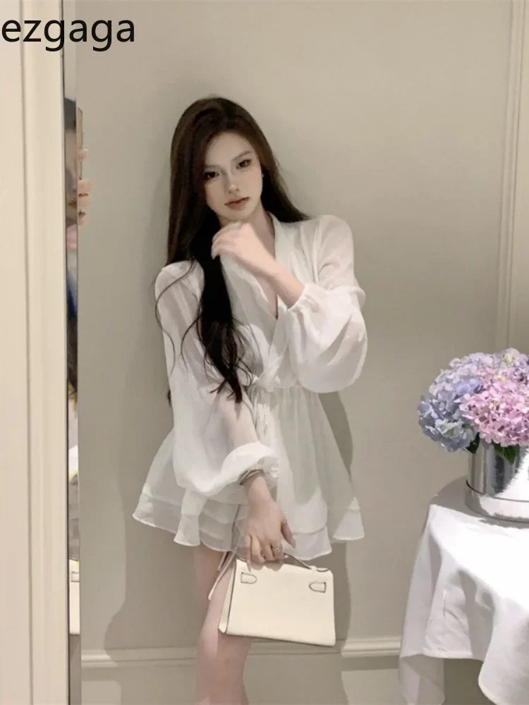 Yipinpay French Style Temperament Dresses Women Bandage V Neck Lantern Long Sleeve White Patchwork Summer New Elegant Dress Tunics stripes playful Yipinpay French Style Temperament Dresses Women Bandage V Neck Lantern Long Sleeve White Patchwork Summer New Elegant Dress Tunics stripes playful