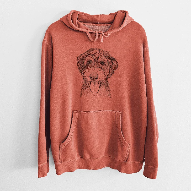 Bare Myrtle Mae the Aussiedoodle - Unisex Pigment Dyed Hoodie Hoodie with Raw Hem Edgy Unfinished