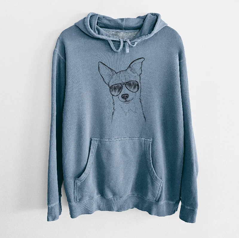 Aviator Buggy the Chihuahua - Unisex Pigment Dyed Hoodie Hoodie with Pastel Soft Subtle
