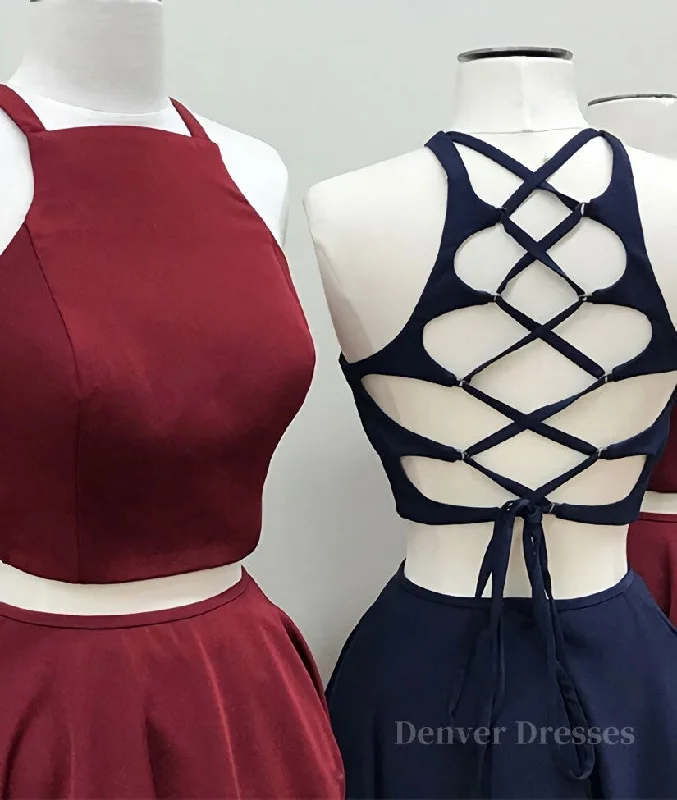 Simple two pieces short prom dress, homecoming dress Tunics Silk luxurious