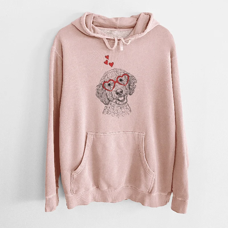 Valentine Gizmo the Goldendoodle - Unisex Pigment Dyed Hoodie Hoodie with Zipper Versatile Modern Valentine Gizmo the Goldendoodle - Unisex Pigment Dyed Hoodie Hoodie with Zipper Versatile Modern