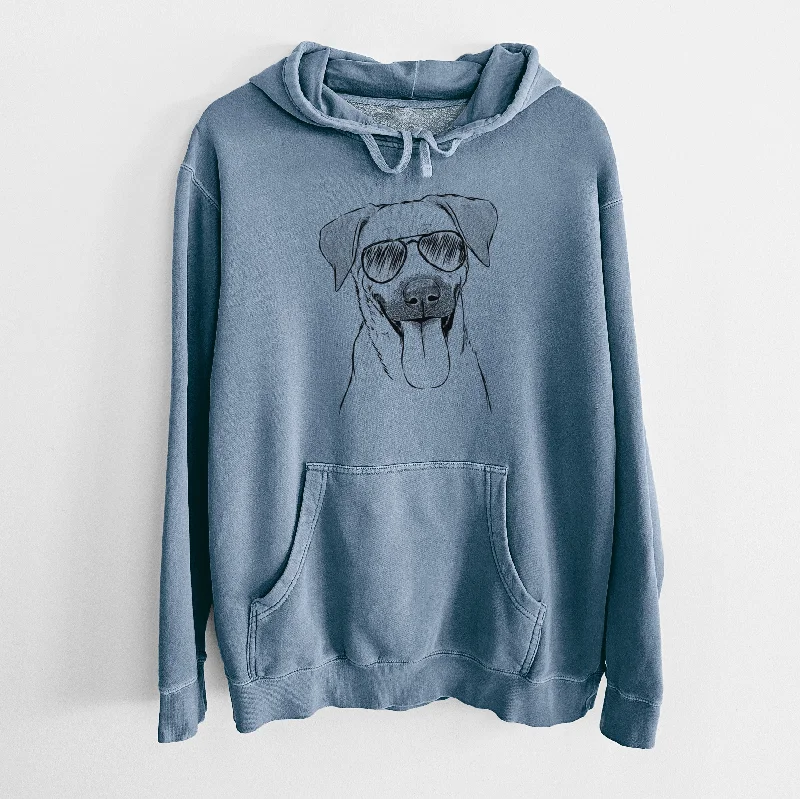 Aviator Koda the Black Mouth Cur - Unisex Pigment Dyed Hoodie Hoodie with Button Placket Classic Preppy