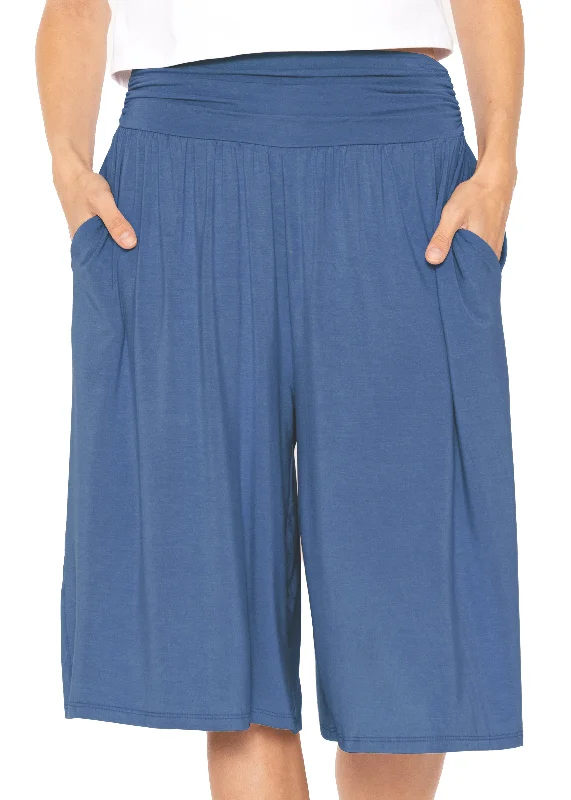 Stretch (Rayon) Gaucho Pants with Pockets Trendy Palazzo Pants