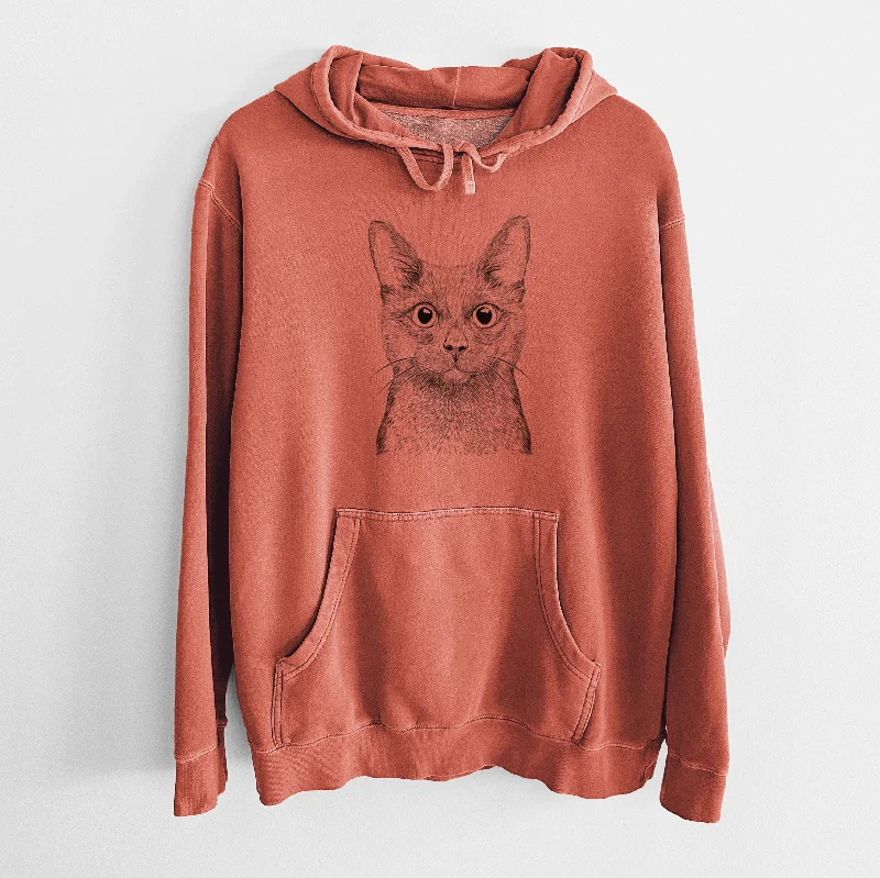 Bare Shadow the Black Cat - Unisex Pigment Dyed Hoodie Hoodie with Rolled Sleeves Casual Relaxed