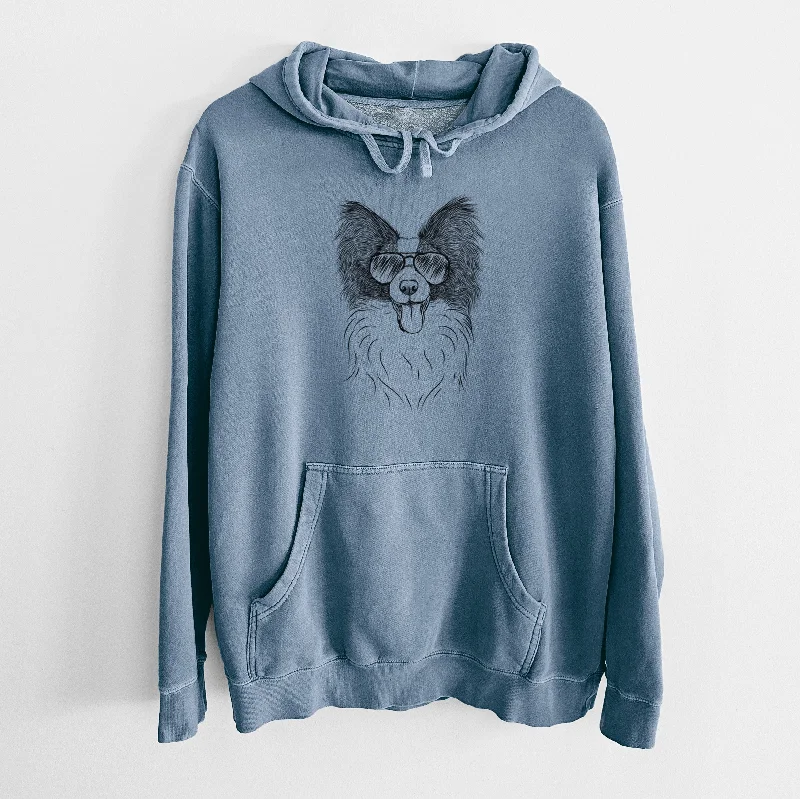 Aviator Patrick the Papillon - Unisex Pigment Dyed Hoodie Hoodie with High-Low Hem Asymmetrical Trendy