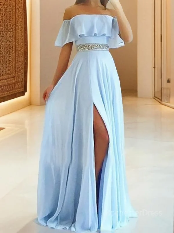 A-Line/Princess Off-the-Shoulder Floor-Length Chiffon Evening Dresses With Leg Slit Tunics Spring floral A-Line/Princess Off-the-Shoulder Floor-Length Chiffon Evening Dresses With Leg Slit Tunics Spring floral
