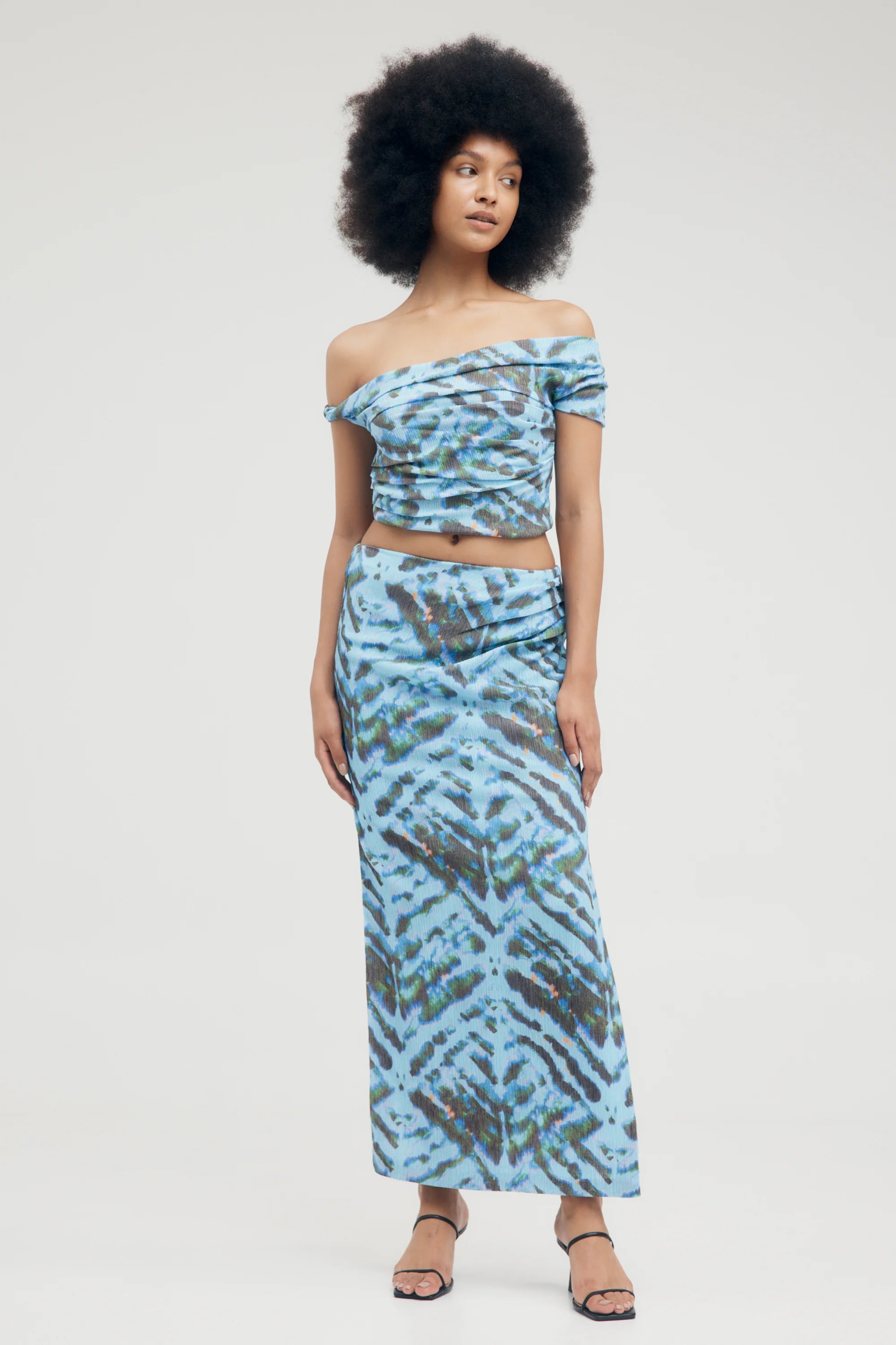 Third Form Electric Tucked Maxi Skirt - Tie Dye leather skirt bold