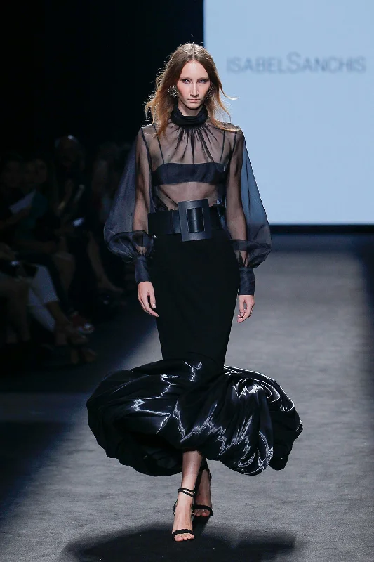 Semi sheer top with sculpted hem skirt cotton skirt soft