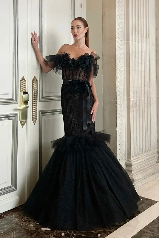 Off shoulder structured top with beaded skirt cashmere skirt fine
