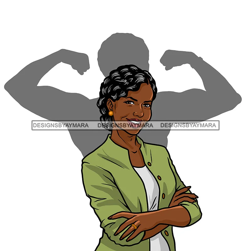 Black Woman Senior Citizen Granny Grandma Gray Hair Green Jacket Arms Crossed Muscles Strong Shadow Skillz JPG PNG Clipart Cricut Silhouette Cut Cutting Fitted Jacket Loose Jacket Oversized Jacket