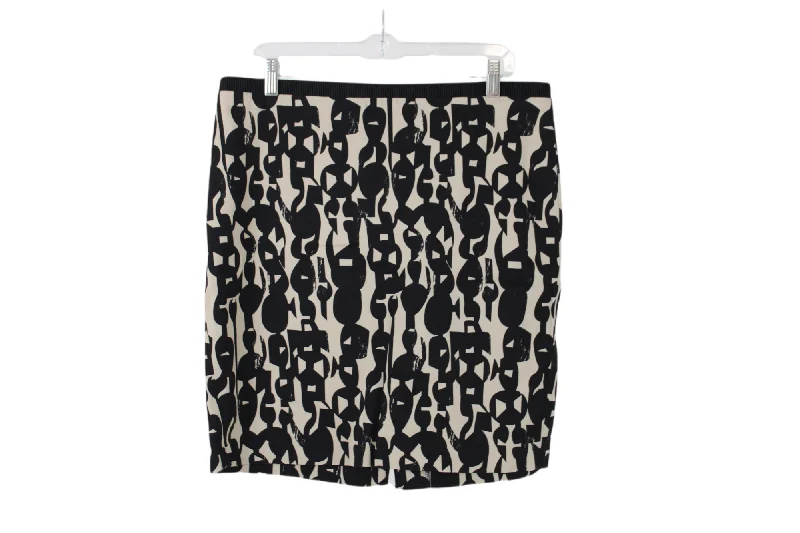 Patterned Stretch Skirt | XL linen skirt natural