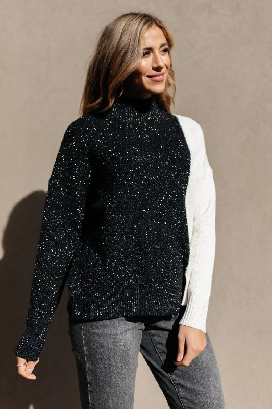 Mostly Dark Turtle Neck Sweater In White/speckled Black Denim Fabric Leather Fabric Suede Fabric Mostly Dark Turtle Neck Sweater In White/speckled Black Denim Fabric Leather Fabric Suede Fabric
