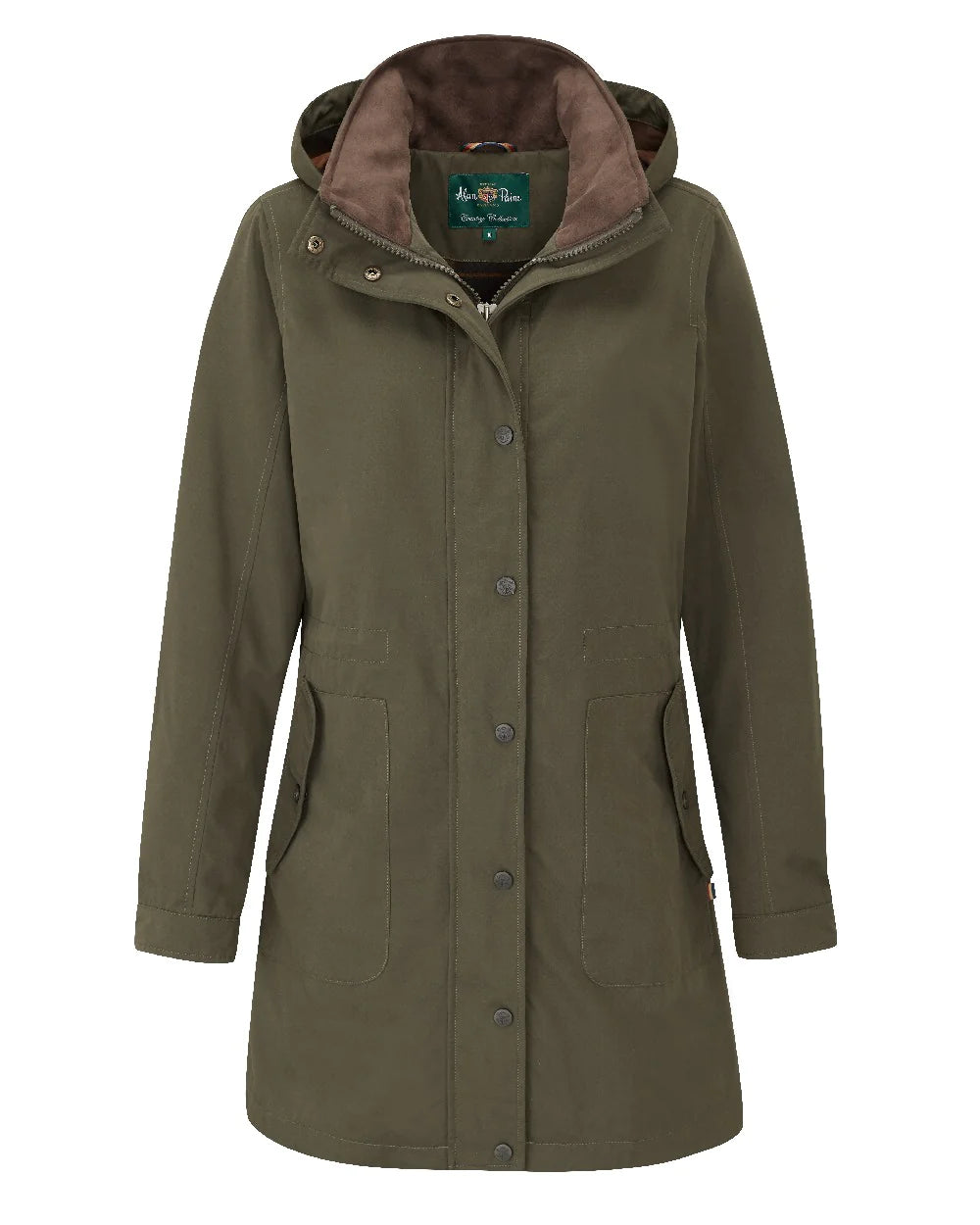 Alan Paine Ladies Milwood Jacket Olive Zippered Front Buttoned Front Snap Front