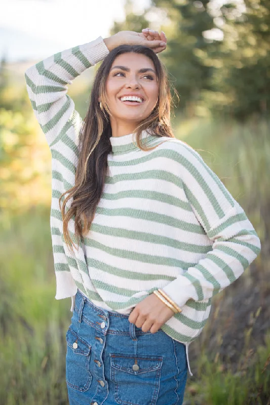 Keep On Shining Olive And Cream Striped Turtleneck Sweater FINAL SALE Wool Sweater Cotton Sweater Cashmere Sweater Keep On Shining Olive And Cream Striped Turtleneck Sweater FINAL SALE Wool Sweater Cotton Sweater Cashmere Sweater