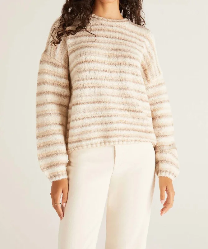 Piper Ombre Stripe Sweater in Oatmeal Stylish Fashionable Trendy