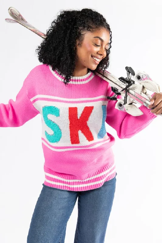 Varsity Ski Pink Sweater FINAL SALE Spandex Rayon Corduroy
