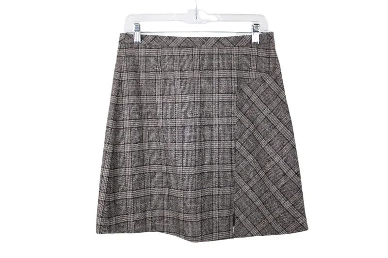Banana Republic Brown Plaid Wool Mini Skirt | 6 ribbed skirt waist