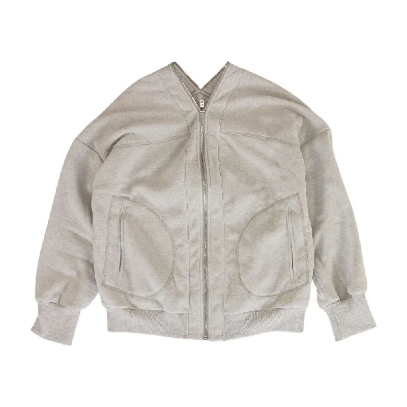 Gray Solid Lightweight Jacket Ribbed Jacket Pleated Jacket Ruffled Jacket