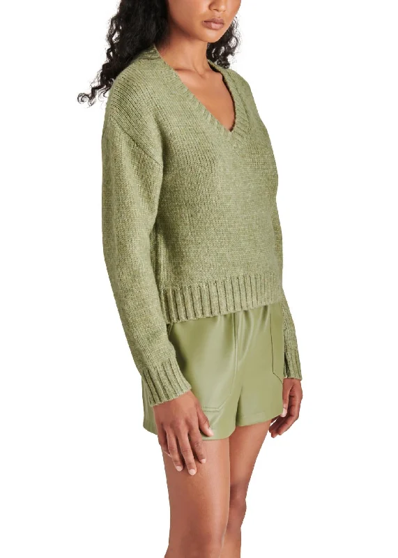 Houston Sweater In Dusty Olive Knit Fabric Woven Fabric Fleece Fabric