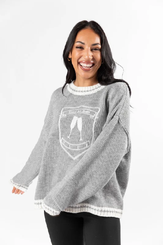 Stay At Home Club Grey Sweater FINAL SALE Slim Fit Regular Fit Oversized