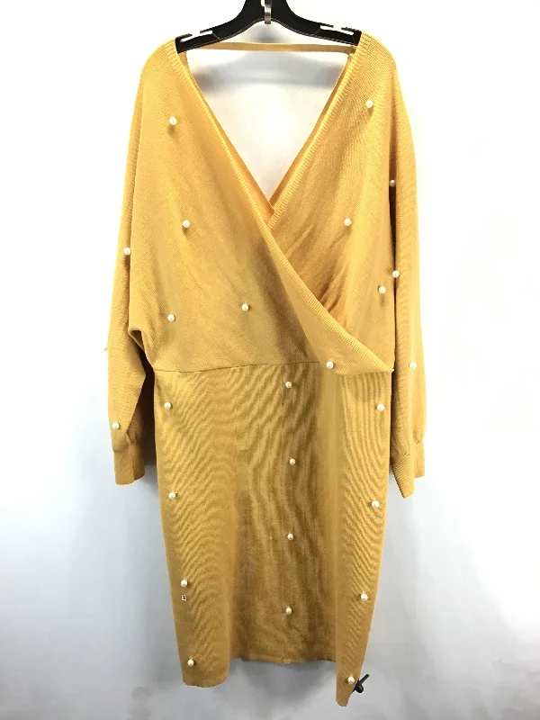 Dress Sweater By Ashley Stewart In Yellow, Size: 2x Seamless Knitted Crochet