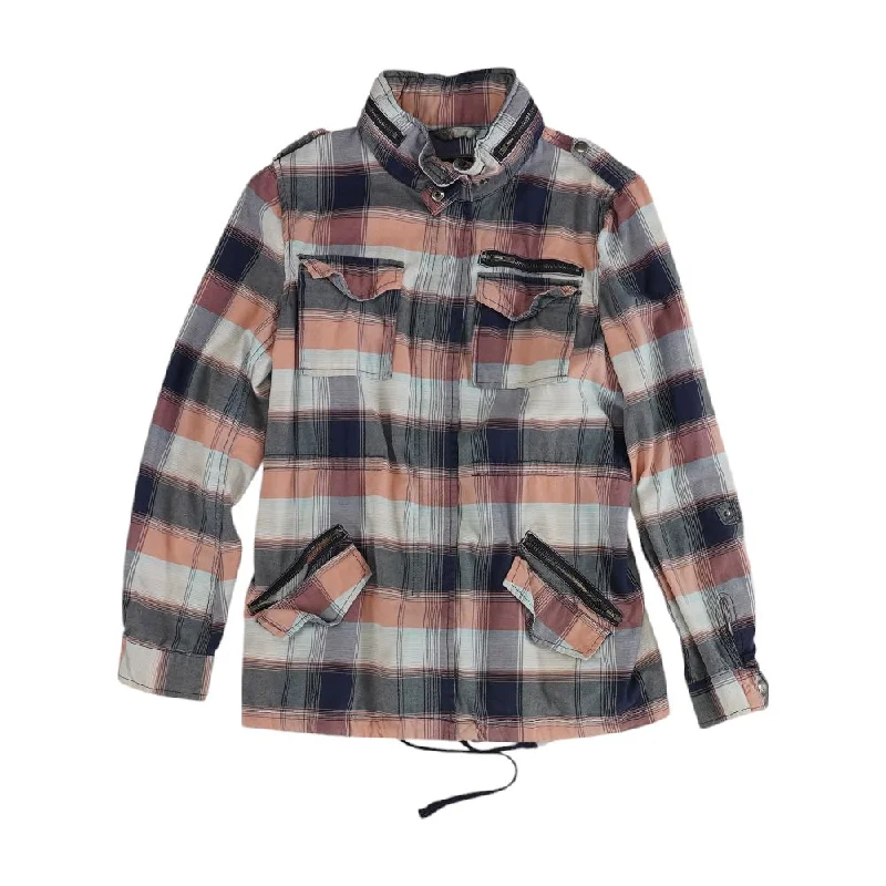 Navy Plaid Jacket Cotton Jacket Linen Jacket Terry Jacket
