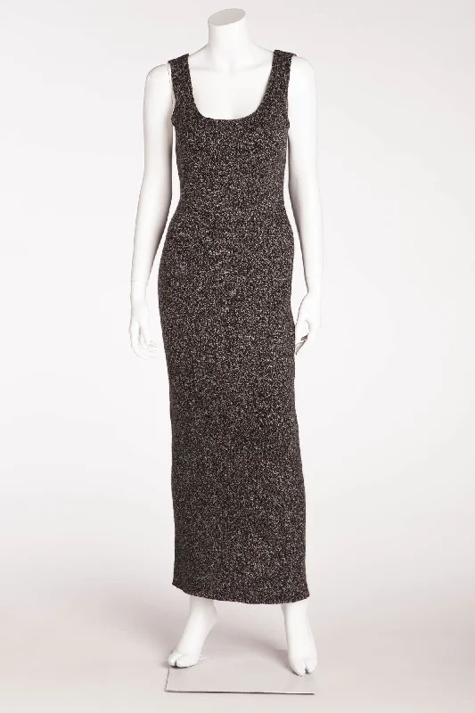 Donna Karan - Dark Gray Sleeveless Long Sweater Dress - US 6 Print Jacquard Patchwork Donna Karan - Dark Gray Sleeveless Long Sweater Dress - US 6 Print Jacquard Patchwork