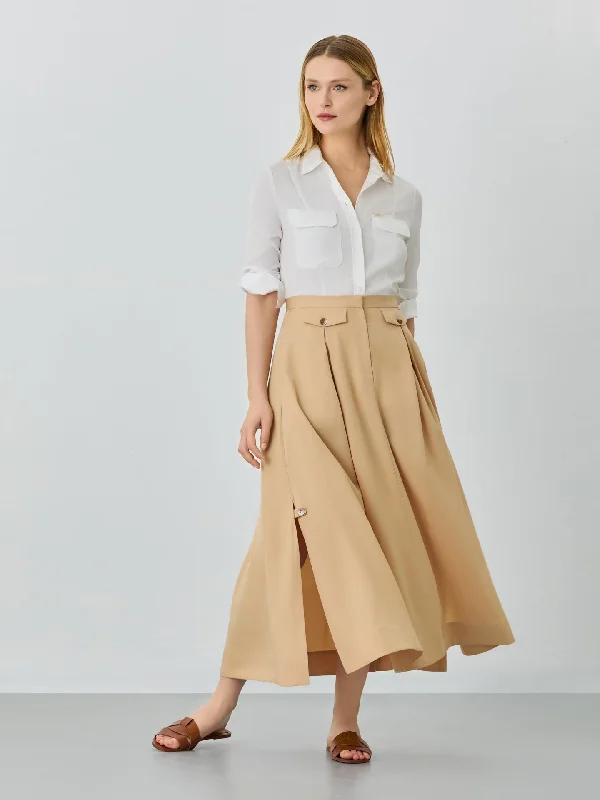 Midi Skirt In Tencel With Slits floral skirt print