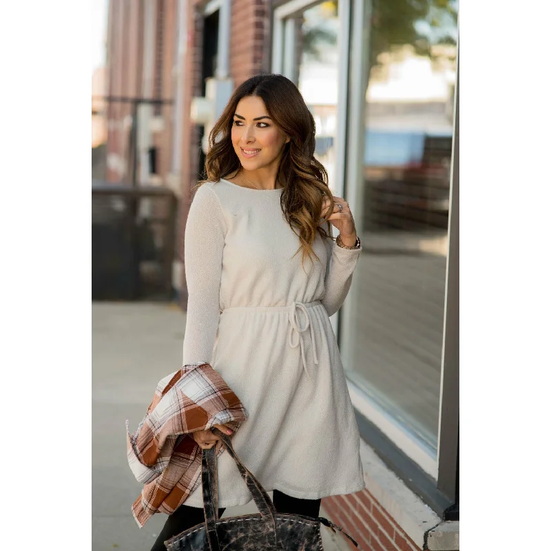 Simple Tie Sweater Dress Long Sweater Short Sweater Cropped Sweater