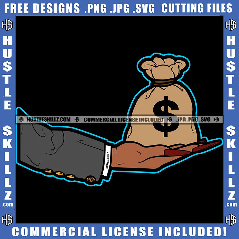 Nubian Woman Arm Hand Bag Bank Money Dollar Sign Jacket Suit Female Lady Hustling Image Hustler Grind Design Element SVG PNG JPG Vector Cutting Cricut Files Embroidered Jacket Appliqued Jacket Beaded Jacket