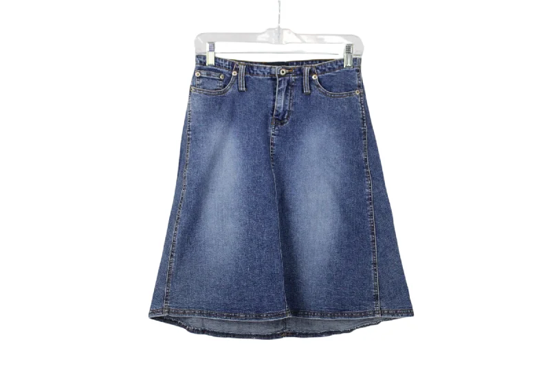 One Tuff Babe Denim Stretch Skirt | 1/2 lace skirt romantic
