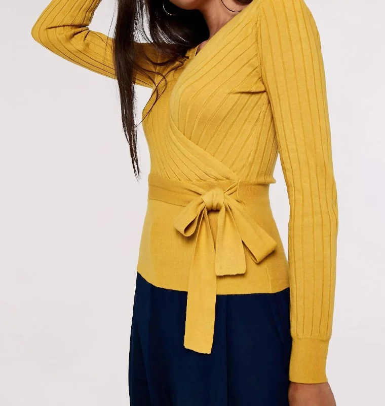 Mustard Wrap Sweater Knit In Yellow Long Sweater Short Sweater Cropped Sweater